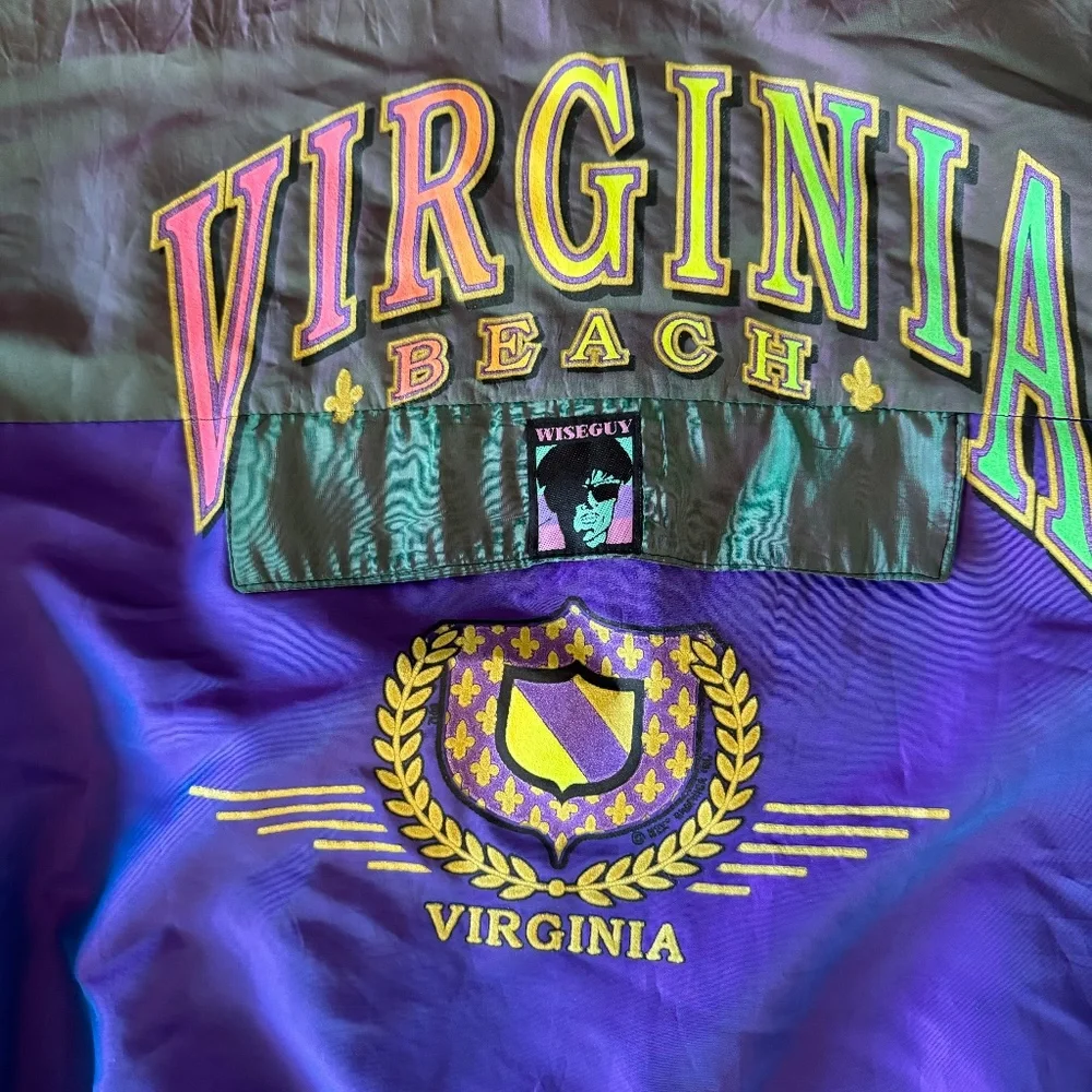 Vintage 90s Virginia Beach Windbreaker Jacket Mens OS Iridescent USA Wise Guy
